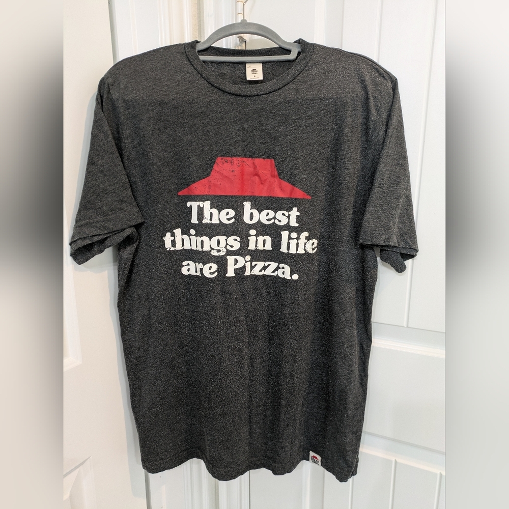 Heathered Gray T-Shirt with Pizza Hut Graphic